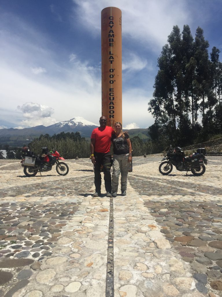 At the widest part of the earth, the equator in Ecuador.