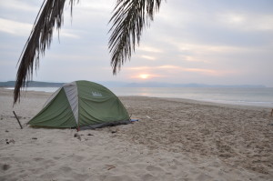 Camping along the beach in Tenacatita.